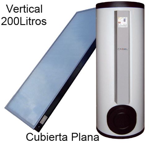 Conjunto DE PLACA SOLAR MAS ACUMULADOR DE 200 LITROS MARCA DRAIN CABEL ( ACV) Vertical cubierta plana